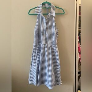 Blue and White Striped Summer Dress - Size L